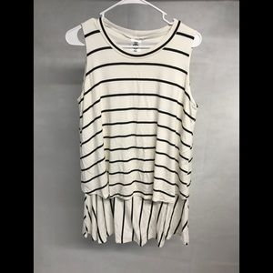 Agnes & Dora White Black Stripe Lined Top Large